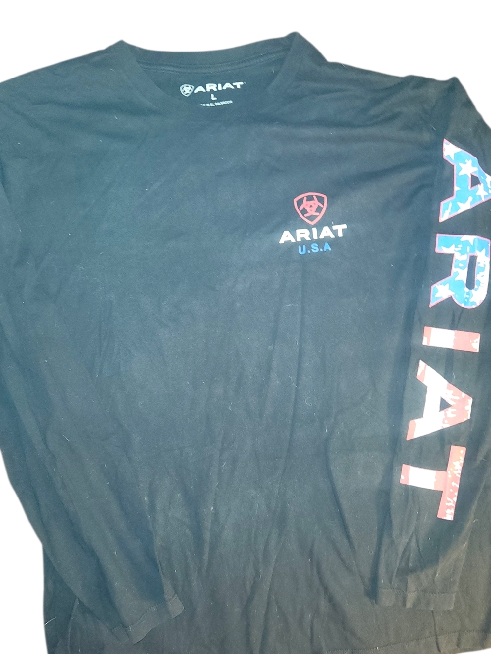 Ariat Long Sleeve Tee with Red & Blue Accent Sleeve